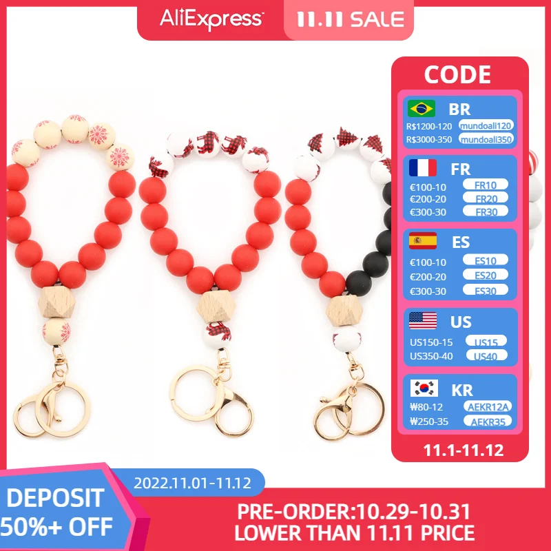 Christmas Gift Wooden Silicone Beaded Bangle Bracelets Keychain Leather Tassel Key Rings Women Bag Accessories
Christmas Gift Wooden Silicone Beaded Bangle Bracelets Keychain Leather Tassel Key Rings Women Bag Accessories