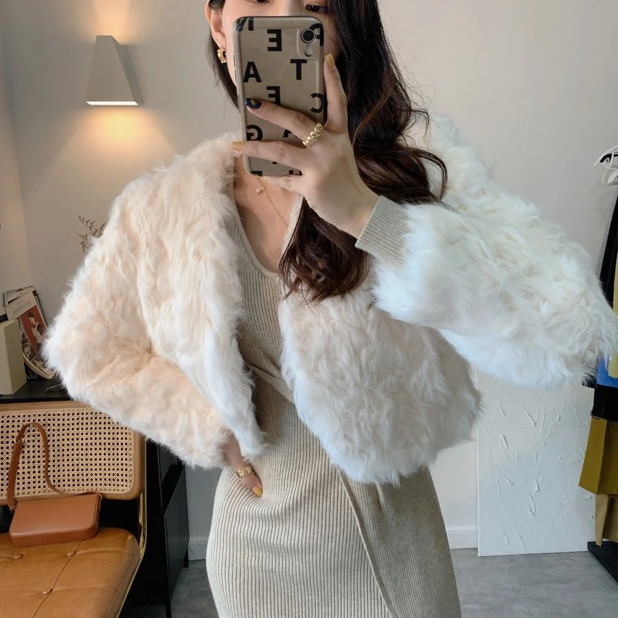 Sheep Curly Short V-Neck Long Sleeve Coat Autumn and Winter 2022 New Sheep Fur Coat Women's Top
Sheep Curly Short V-Neck Long Sleeve Coat Autumn and Winter 2022 New Sheep Fur Coat Women's Top