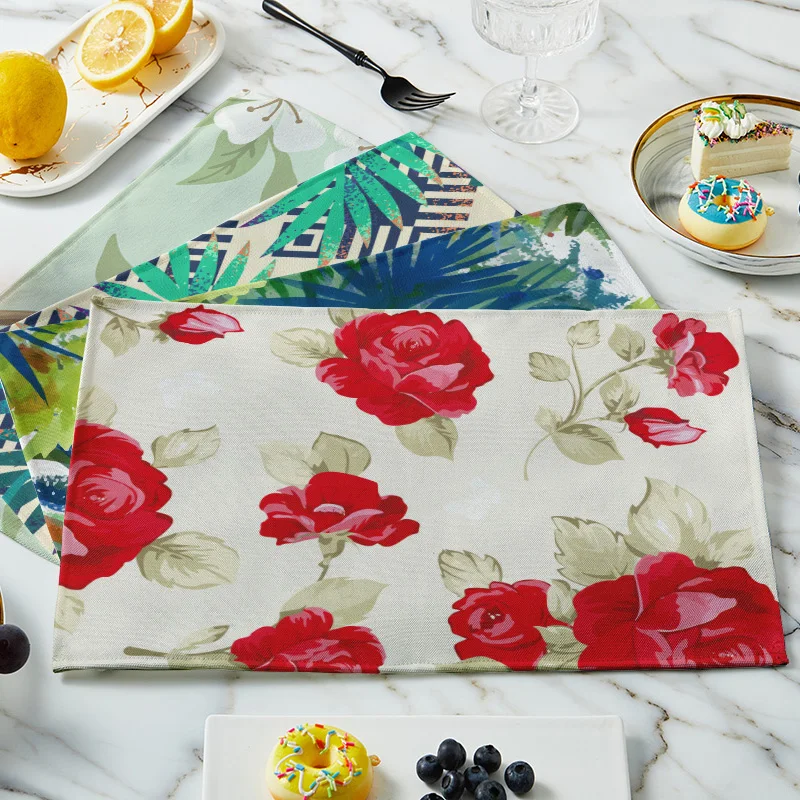 Plants Rose Print Table Mats Non-Slip Heat Resistant Plates Wine Glass Mats Kitchen Dining Tables Washable Rectangular Placemats
Plants Rose Print Table Mats Non-Slip Heat Resistant Plates Wine Glass Mats Kitchen Dining Tables Washable Rectangular Placemats