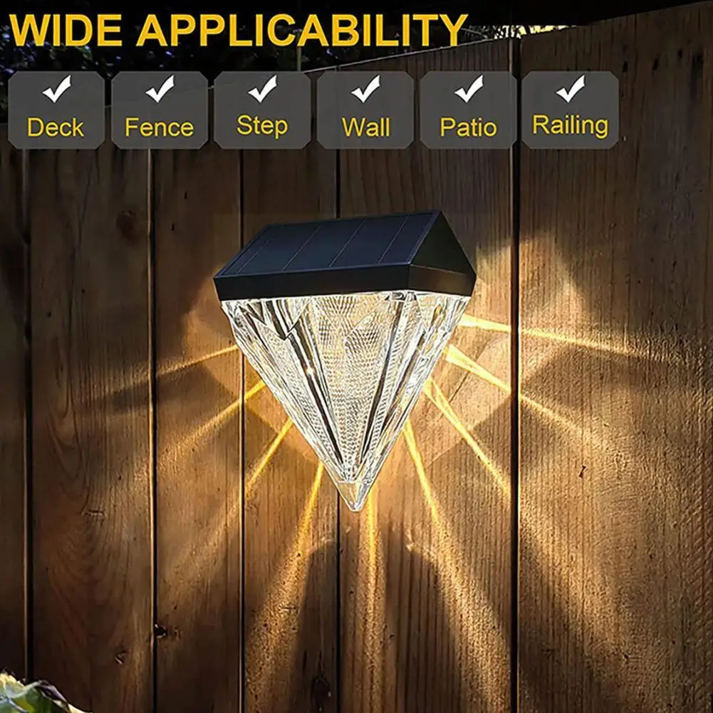 Алмазные солнечные светильники для забора, алмазные светодиодные водонепроницаемые Настенные светильники на солнечной батарее, автоматич...
Алмазные солнечные светильники для забора, алмазные светодиодные водонепроницаемые Настенные светильники на солнечной батарее, автоматич...