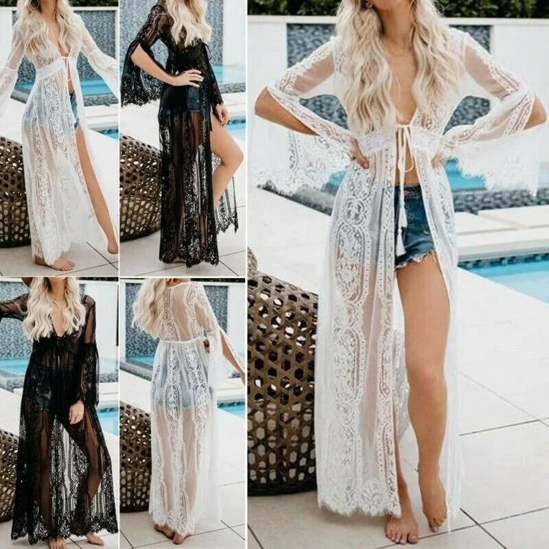New Lace Bikini Beach Blouse Tie Rope Sexy Perspective Sunscreen Long Cardigan Bathing Suit Cover Ups
New Lace Bikini Beach Blouse Tie Rope Sexy Perspective Sunscreen Long Cardigan Bathing Suit Cover Ups