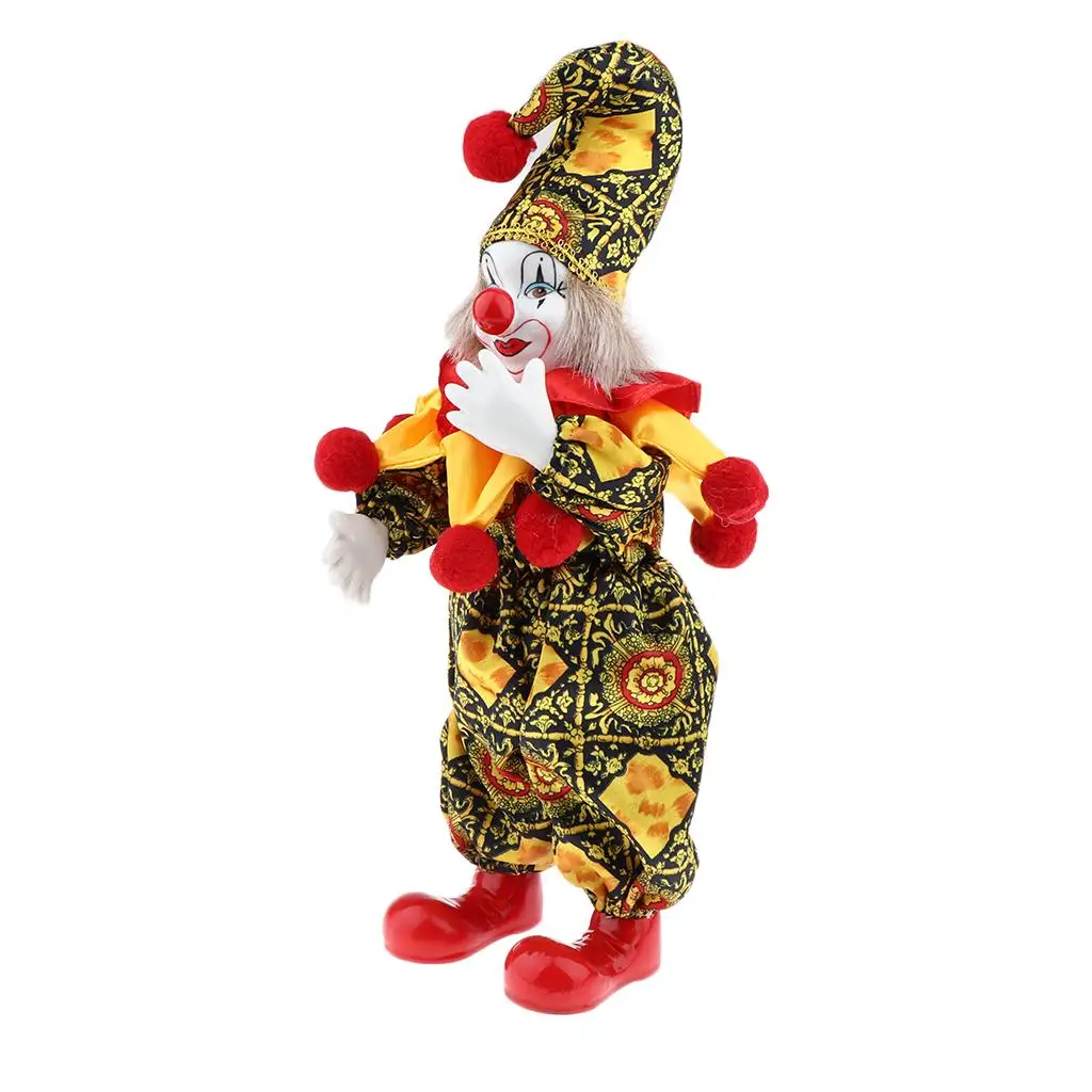 

Doll with Clown Costume Ornament Dollhouse Decoration - as described, 37cm