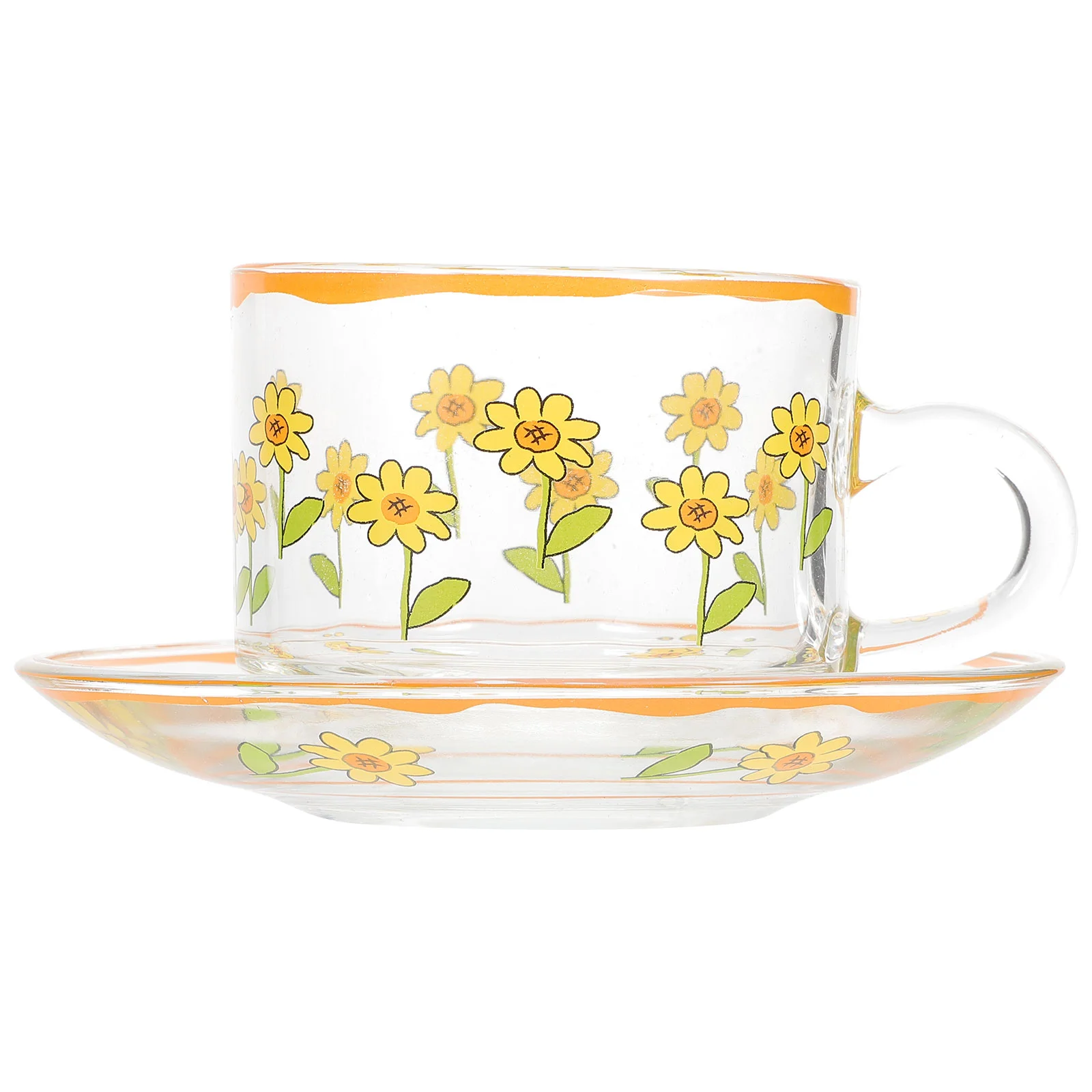 

Cup Tea Mug Coffee Clear Cups Latte Saucer Flowers Sunflower Set Flower Water Drink Mugs China British Marble Porcelain Novelty