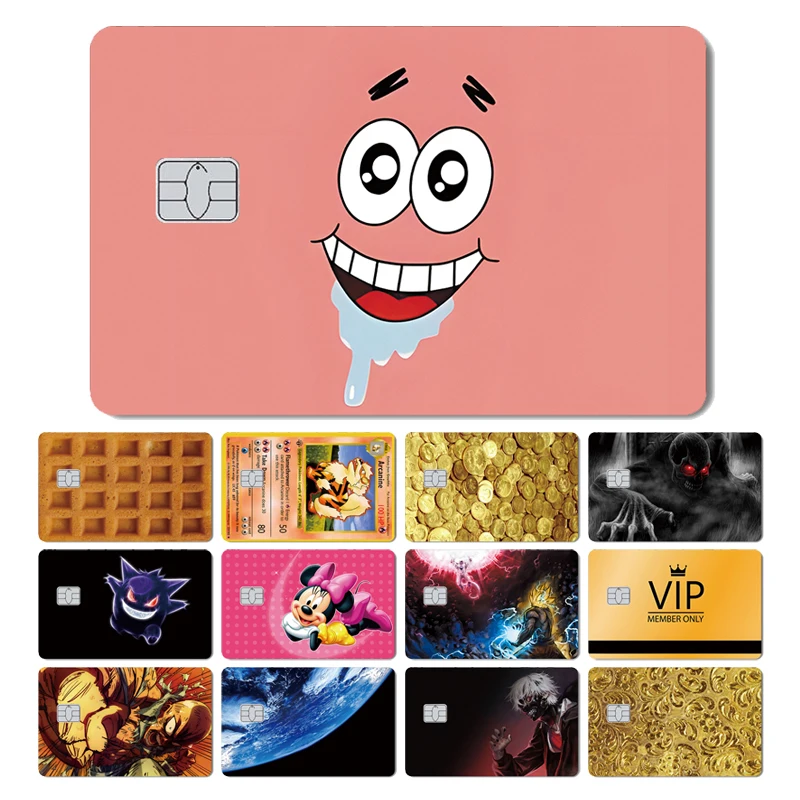 

Fashion VIP Anime Cartoon Face Gold Coin Waffles Matte Front Film Skin Sticker Cover for Credit Bank Bus Debt Card