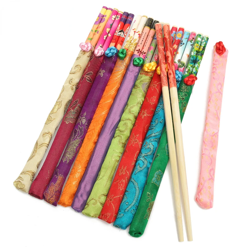

10 Pairs/Set Natural Bamboo Chopsticks Traditional Vintage Handmade Chinese Dinner Eco-friendly Hashi Individual Wrapped