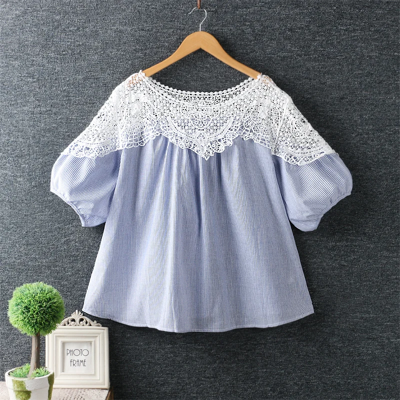 2022 New Summer Women's Clothing Literary Small Fresh Embroidery Lace Stitching Pullover Striped Cotton and Linen Doll Shirt
2022 New Summer Women's Clothing Literary Small Fresh Embroidery Lace Stitching Pullover Striped Cotton and Linen Doll Shirt