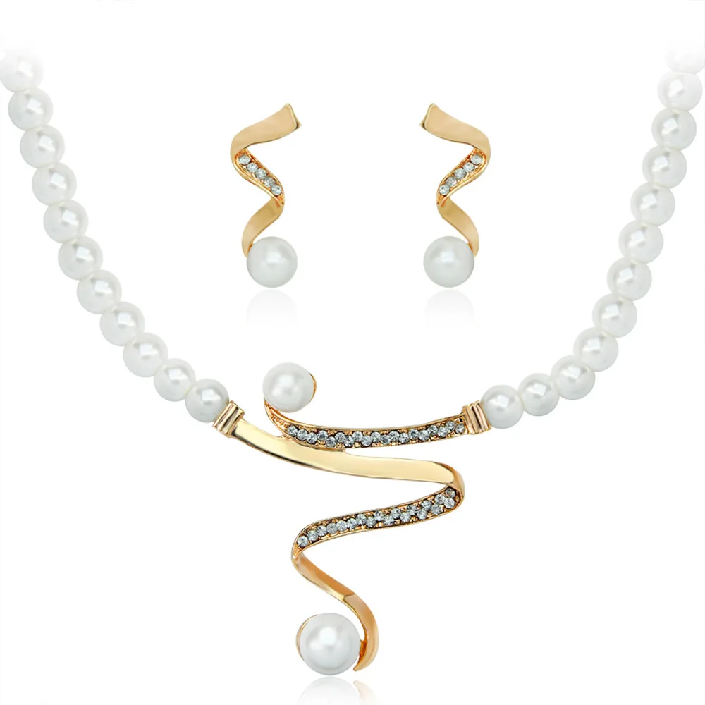 Women's Fashion Wedding Jewelry Luxury Crystal Pearl Necklace/Bracelet/Ring/Earrings Ladies Jewelry Sets for Bridal
Women's Fashion Wedding Jewelry Luxury Crystal Pearl Necklace/Bracelet/Ring/Earrings Ladies Jewelry Sets for Bridal