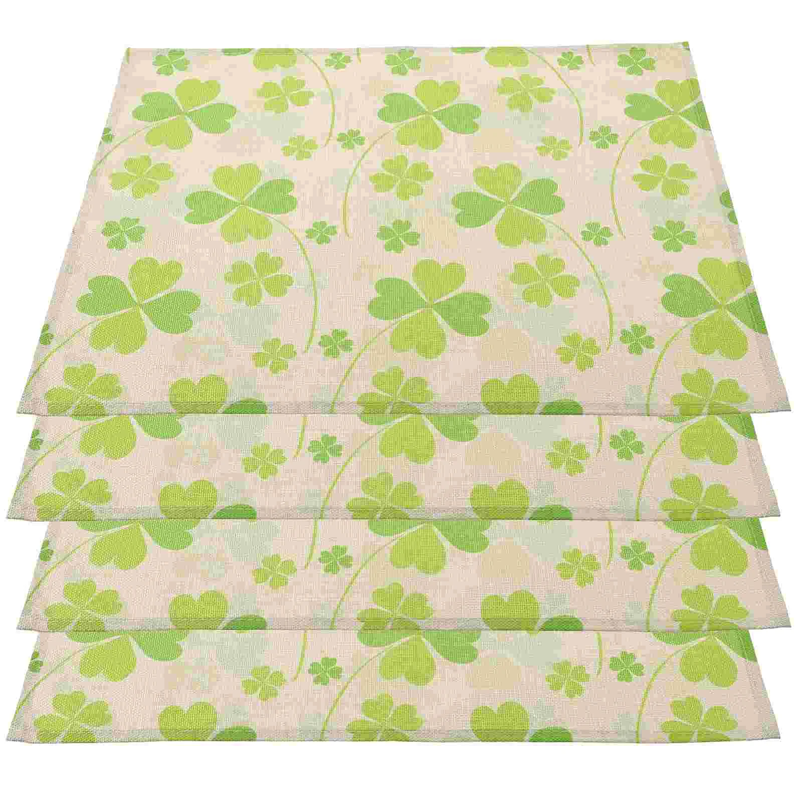 

4pcs Novelty Delicate Decorative Shamrock Tablemats Shamrock Table Covers St Patrick's Day Party Supplies
