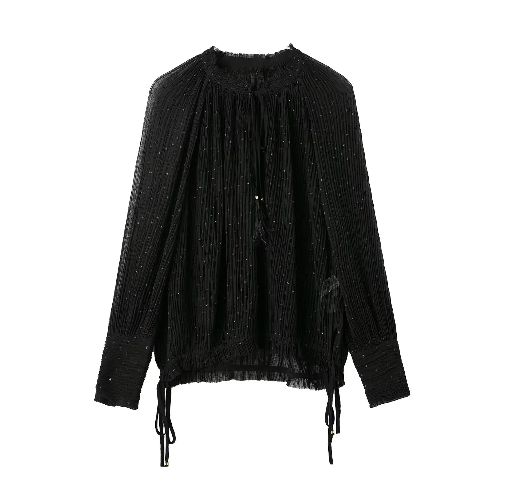 SuperAen Women's New 2022 Pleated Round Neck Lace Up Long Sleeve Fashion Shirt Blouse
SuperAen Women's New 2022 Pleated Round Neck Lace Up Long Sleeve Fashion Shirt Blouse