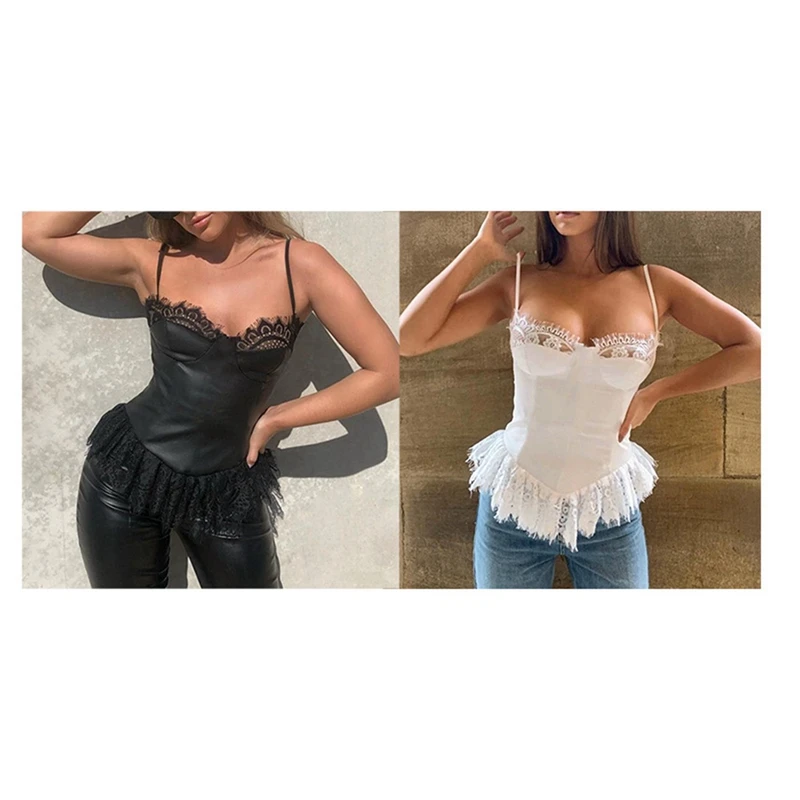 2PCS Sexy Summer Camisoles Women Sleeveless Stretch Leather Sheer Lace Patchwork Backless Club Tops M, Black & White
2PCS Sexy Summer Camisoles Women Sleeveless Stretch Leather Sheer Lace Patchwork Backless Club Tops M, Black & White