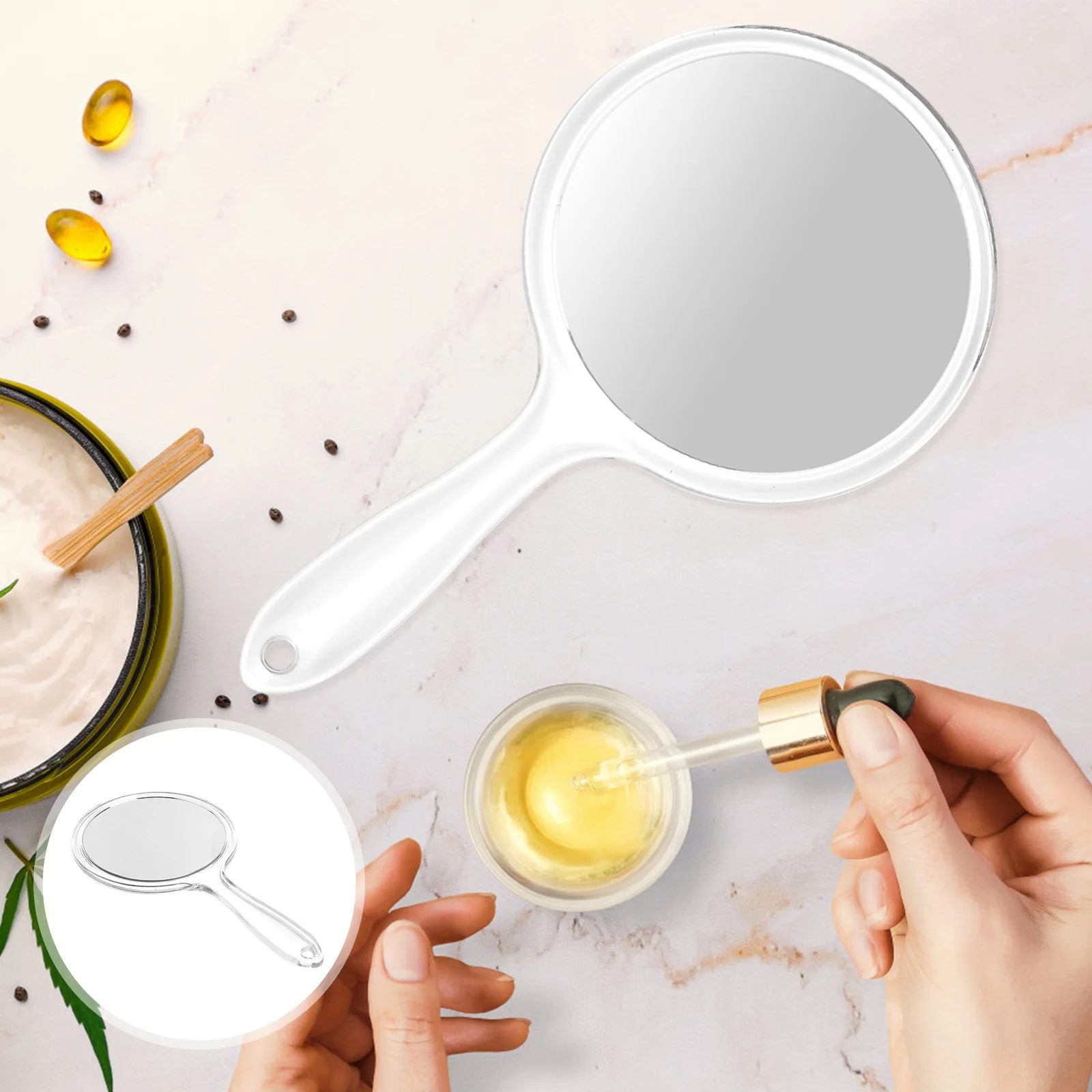 Handheld Makeup Mirror Portable Mirror Small Vanity Mirror Makeup Supplies Accessories For Transparent Decorative mirrors
Handheld Makeup Mirror Portable Mirror Small Vanity Mirror Makeup Supplies Accessories For Transparent Decorative mirrors