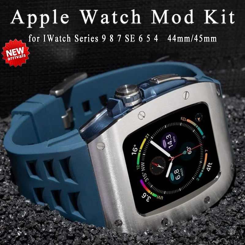 Luxury Stainless Steel Case for Apple Watch Band 9 8 7 45mm Metal Case Modification Kit Sport Rubber Strap IWatch 6 SE 5 4 44mm
Luxury Stainless Steel Case for Apple Watch Band 9 8 7 45mm Metal Case Modification Kit Sport Rubber Strap IWatch 6 SE 5 4 44mm