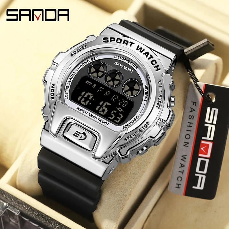 

SANDA 2127 Digital Watch Men Military Army Sport Chronograph Date Wristwatch TPU Band Week 50m Waterproof Male Electronic Clock