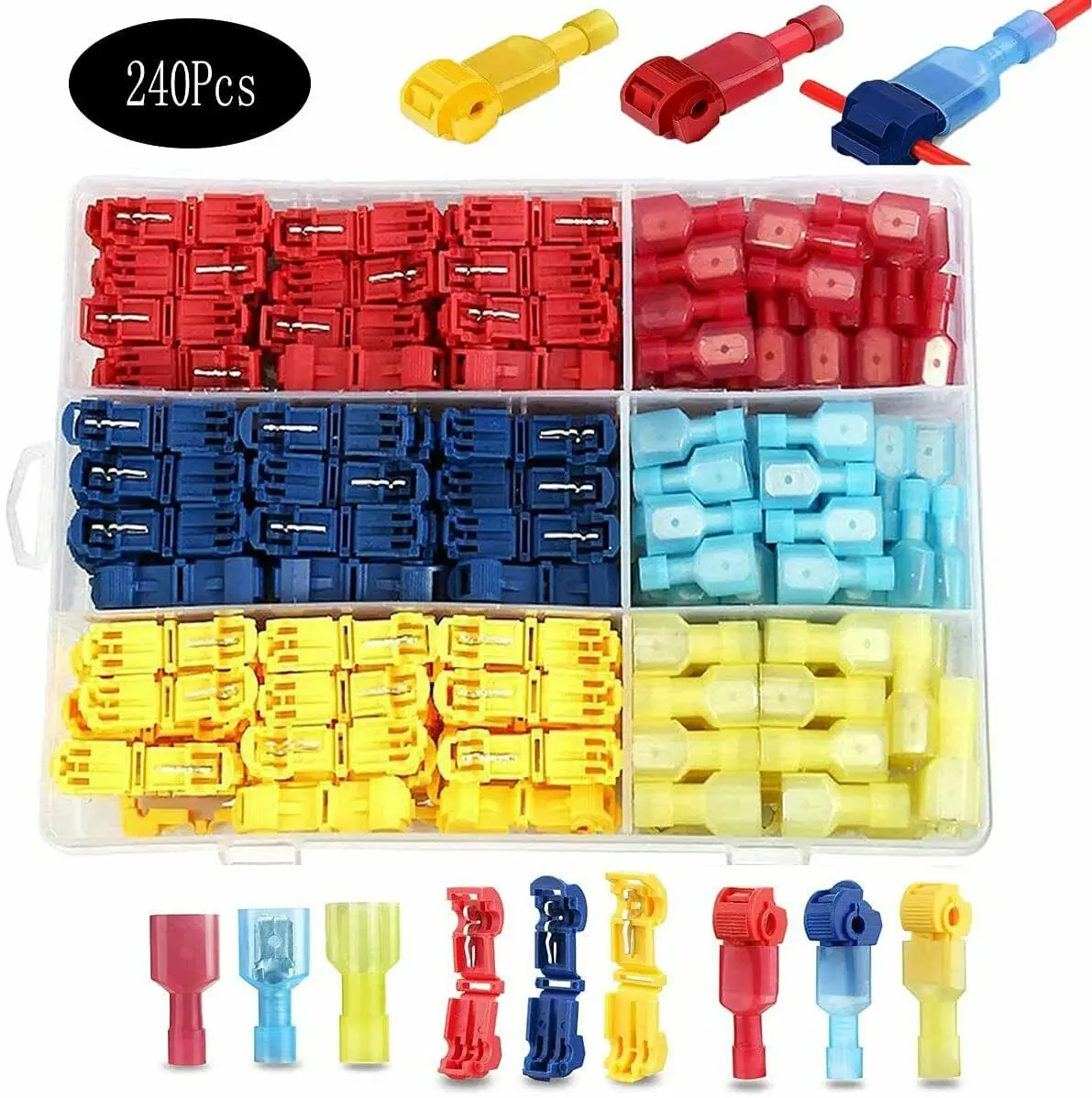120/240pcs Wiring Card Combination Clip Quick Splice T-Tap Connector Male Female Terminals Assortment Fully Insulated KFZ Cable
120/240pcs Wiring Card Combination Clip Quick Splice T-Tap Connector Male Female Terminals Assortment Fully Insulated KFZ Cable