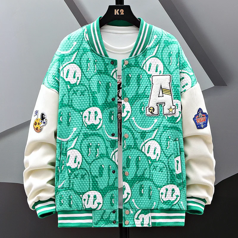 Embroidered Combination Patch Bomber Jacket Men Spring Smiling Face Baseball Clothes Trendy Men's Streetwear Fashion Couple Coat
Embroidered Combination Patch Bomber Jacket Men Spring Smiling Face Baseball Clothes Trendy Men's Streetwear Fashion Couple Coat
