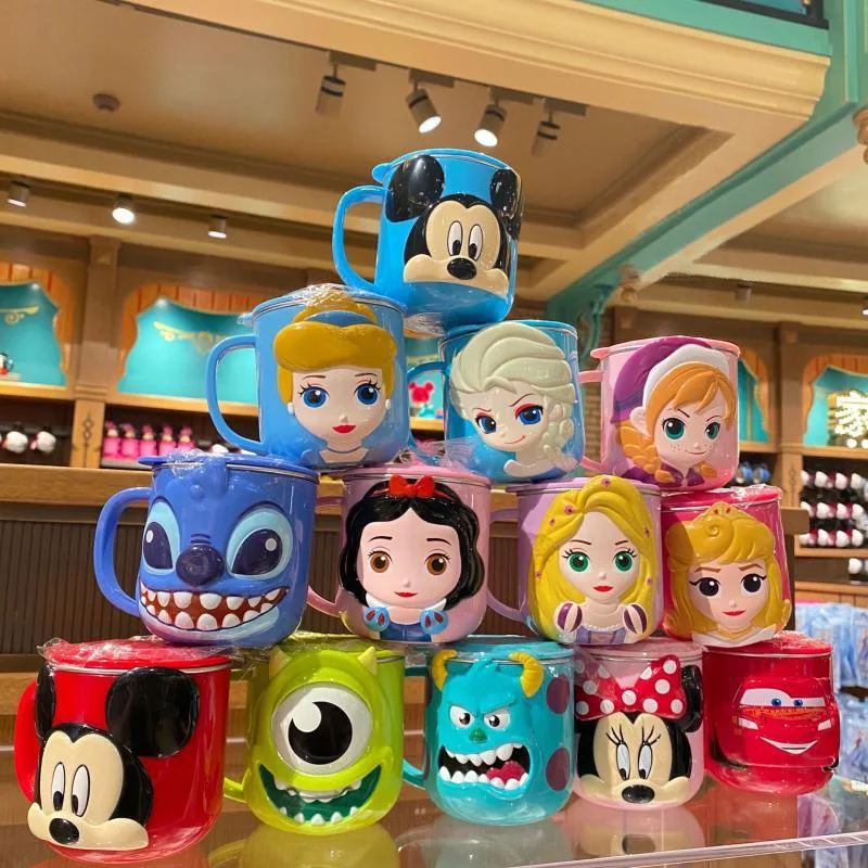 

Disney Cups Frozen Elsa Anna Princess Cartoon Milk Cup Mugs 3D Mickey Minnie Stainless Steel Cup Baby Kids Girls Coffee Mug