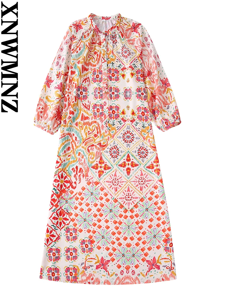 XNWMNZ 2022 summer women vintage print boho style dress three quarter sleeve fashion casual female midi dresses
XNWMNZ 2022 summer women vintage print boho style dress three quarter sleeve fashion casual female midi dresses