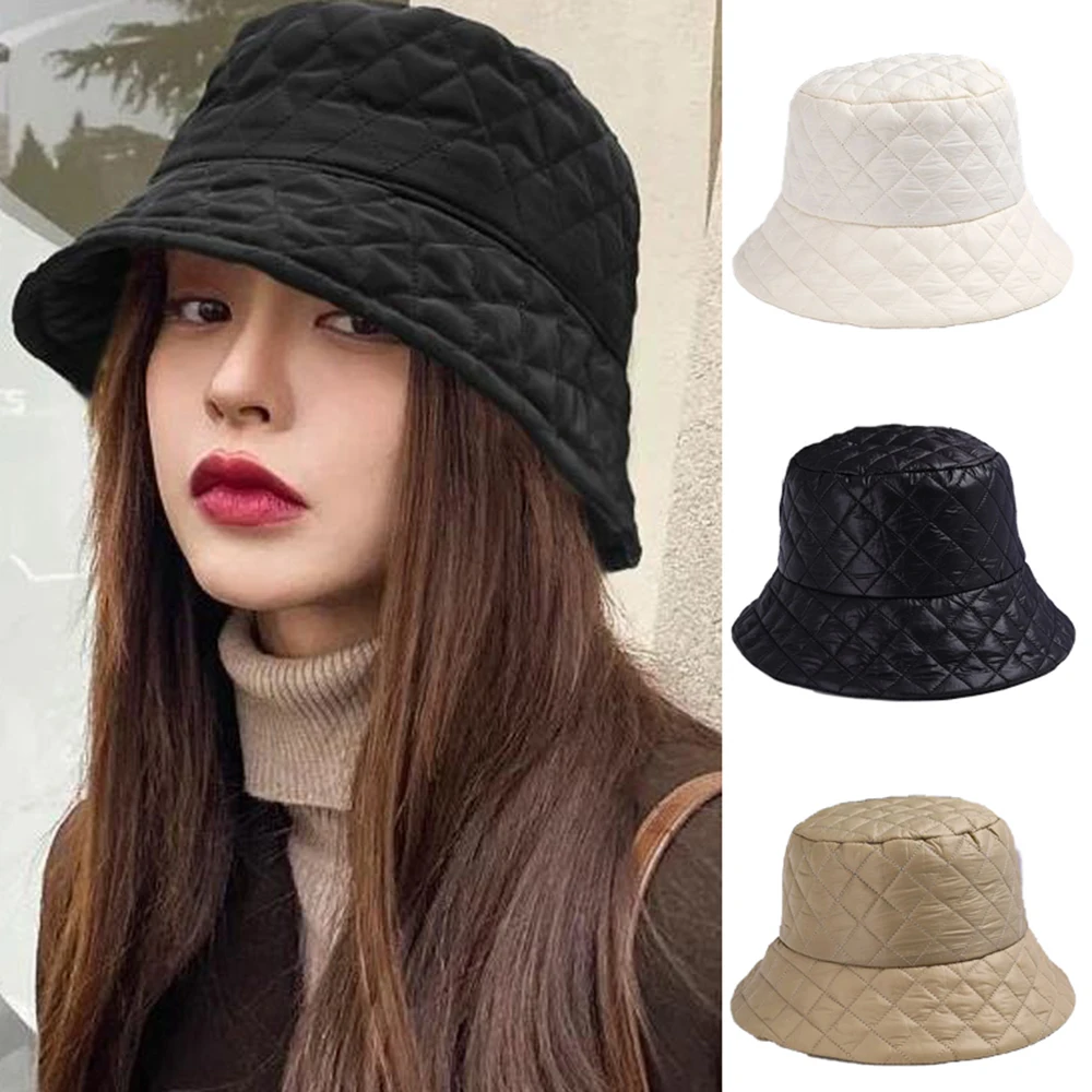 

Korean Style Men Women Bucket Caps Waffle Wide Eaves Fisherman Hat Thicken Warm Basin Hat For Outdoor Autumn And Winter INS