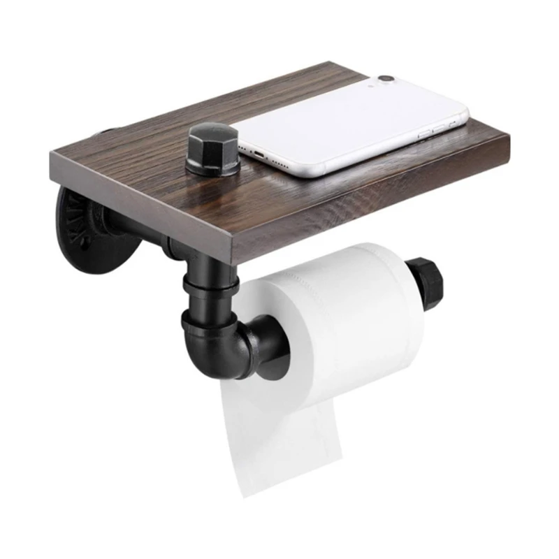Vintage Toilet Paper Holder with Rustic Wooden Shelf Metal Pipe Paper Roll Holder for Home Bathroom Washroom Wall
Vintage Toilet Paper Holder with Rustic Wooden Shelf Metal Pipe Paper Roll Holder for Home Bathroom Washroom Wall