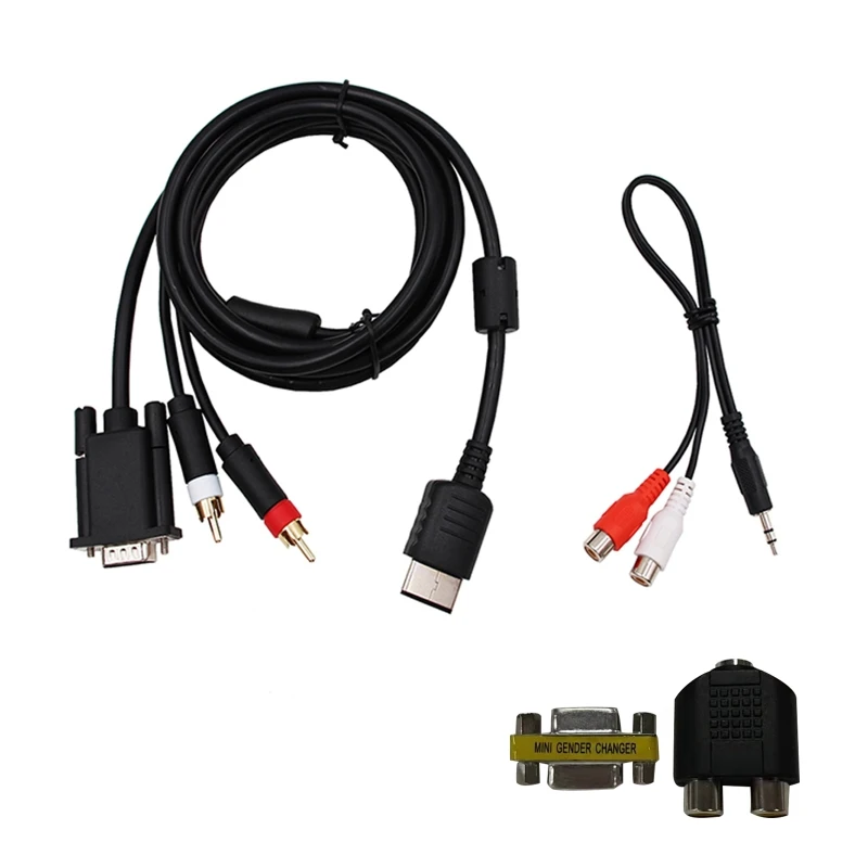 

VGA High Definition Cable with 3.5mm to 2-Male RCA Adapter for sega for Dc DreamCast to VGA Monitor RCA Adapter