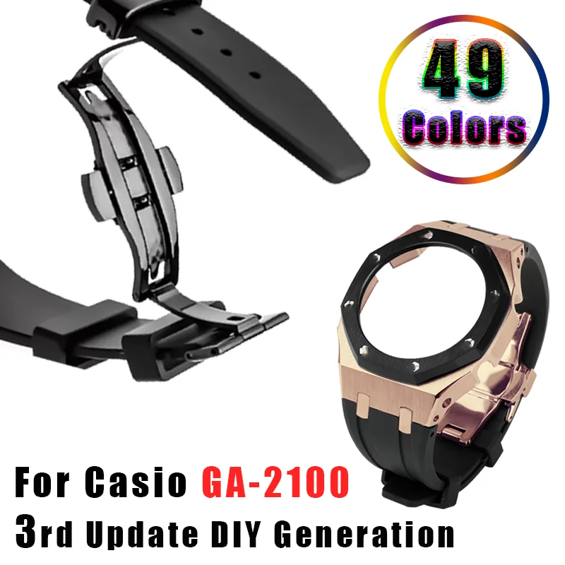 3rd Update Stainless steel Metal Cover Mod and Rubber Watch Band Strap Color Crown For Casio G-Shock GA2100 Modification Kit
3rd Update Stainless steel Metal Cover Mod and Rubber Watch Band Strap Color Crown For Casio G-Shock GA2100 Modification Kit