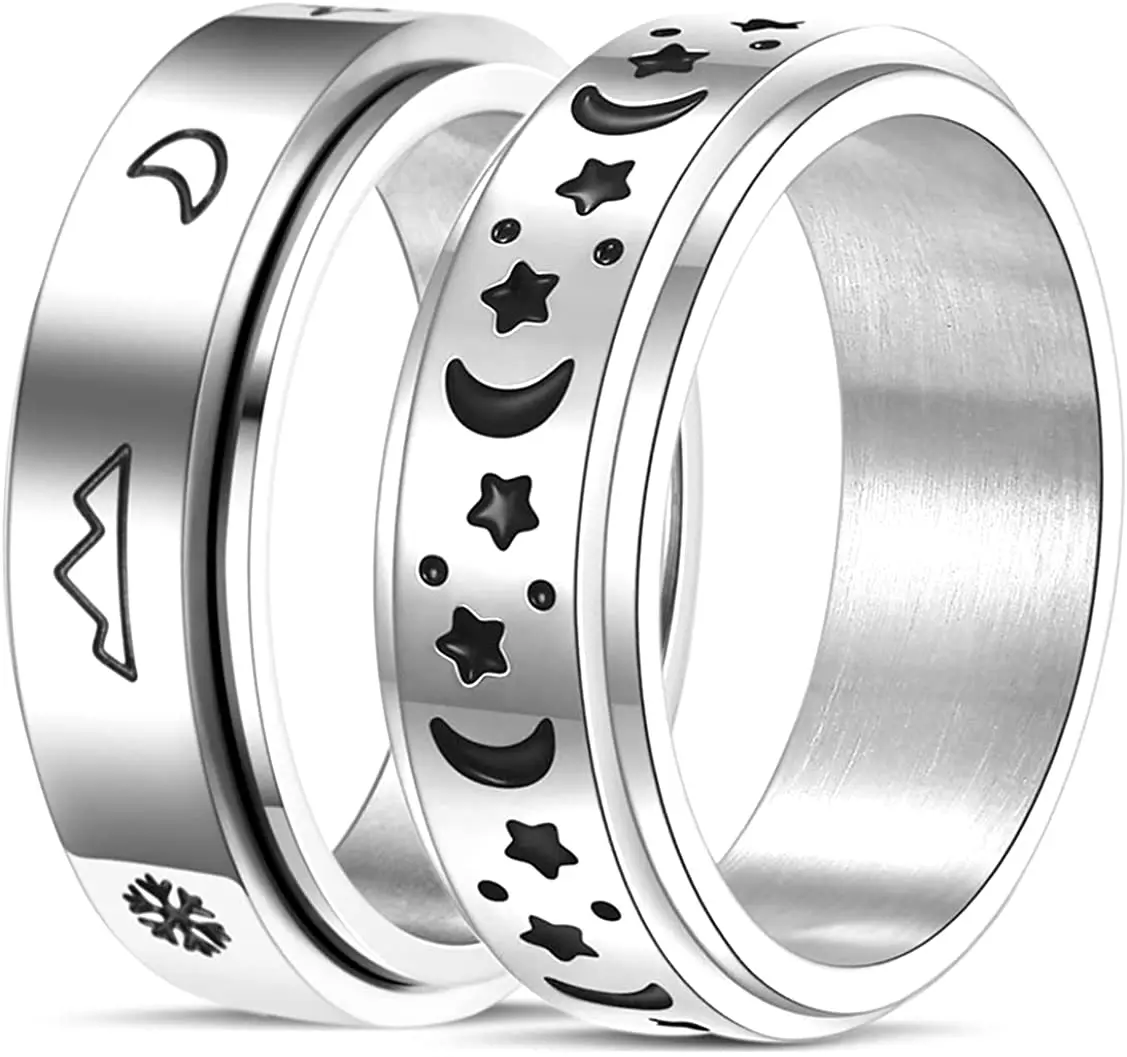 

Spinner Rings for Women Stainless Steel Fidget Bands Rings for Anxiety Stress Relief Fidget Rings Silent Stress Reducer Rings