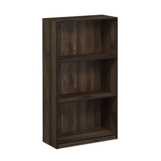 

3-Tier Bookcase Storage Shelves, Walnut/Black