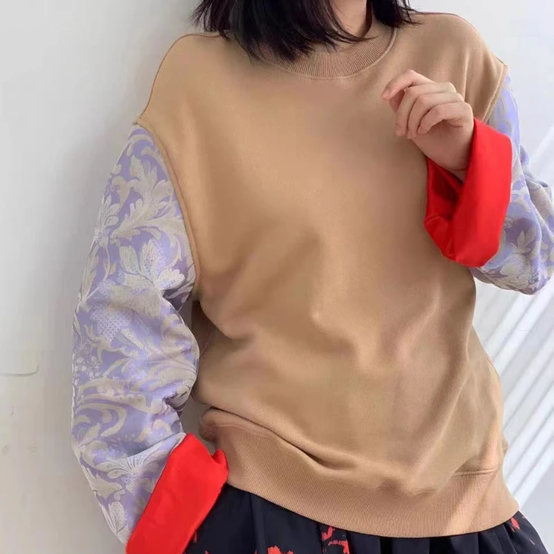 Женский свитшот контрастных цветов, Свободный пуловер с длинным рукавом и круглым вырезом, осень 2023
Женский свитшот контрастных цветов, Свободный пуловер с длинным рукавом и круглым вырезом, осень 2023