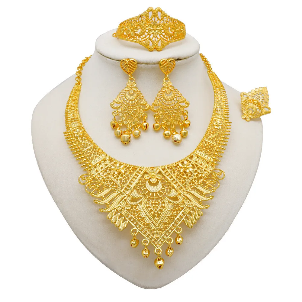 Ethiopia Dubai Gold Color Jewelry Sets For Women Luxury Necklace Earrings Bracelet Ring India African Wedding Gifts
Ethiopia Dubai Gold Color Jewelry Sets For Women Luxury Necklace Earrings Bracelet Ring India African Wedding Gifts