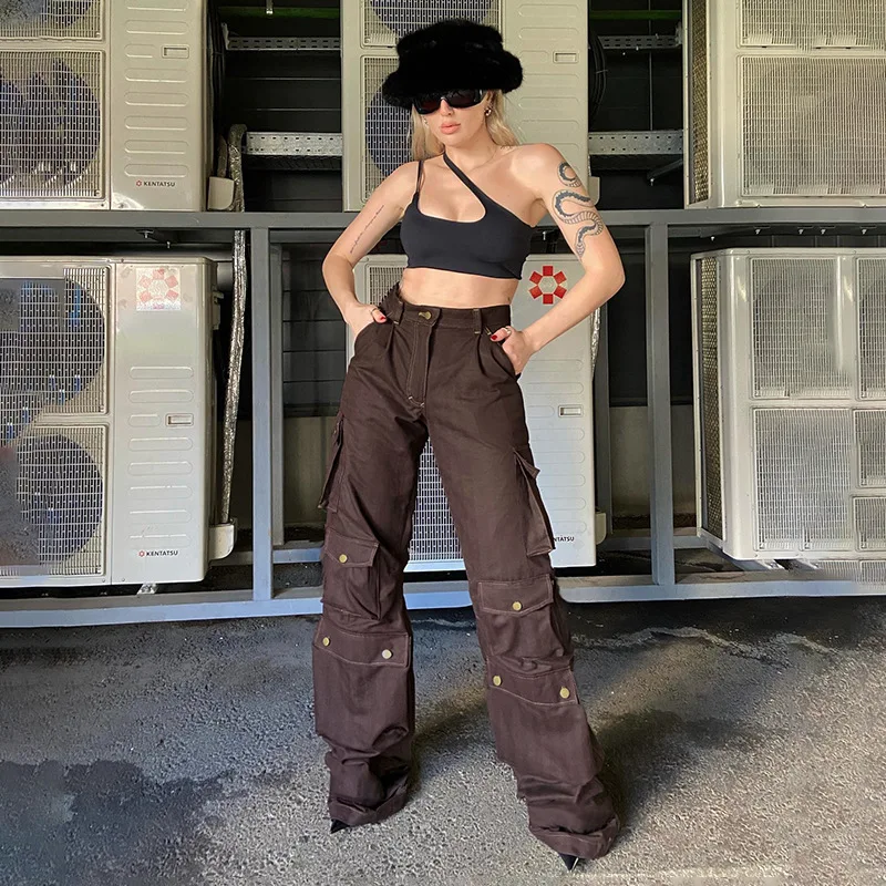 High Street Vintage Pocket Cargo Pants Woman Oversized Street Hot Girl High Waisted Jeans Casual Street Style Solid Jeans
High Street Vintage Pocket Cargo Pants Woman Oversized Street Hot Girl High Waisted Jeans Casual Street Style Solid Jeans