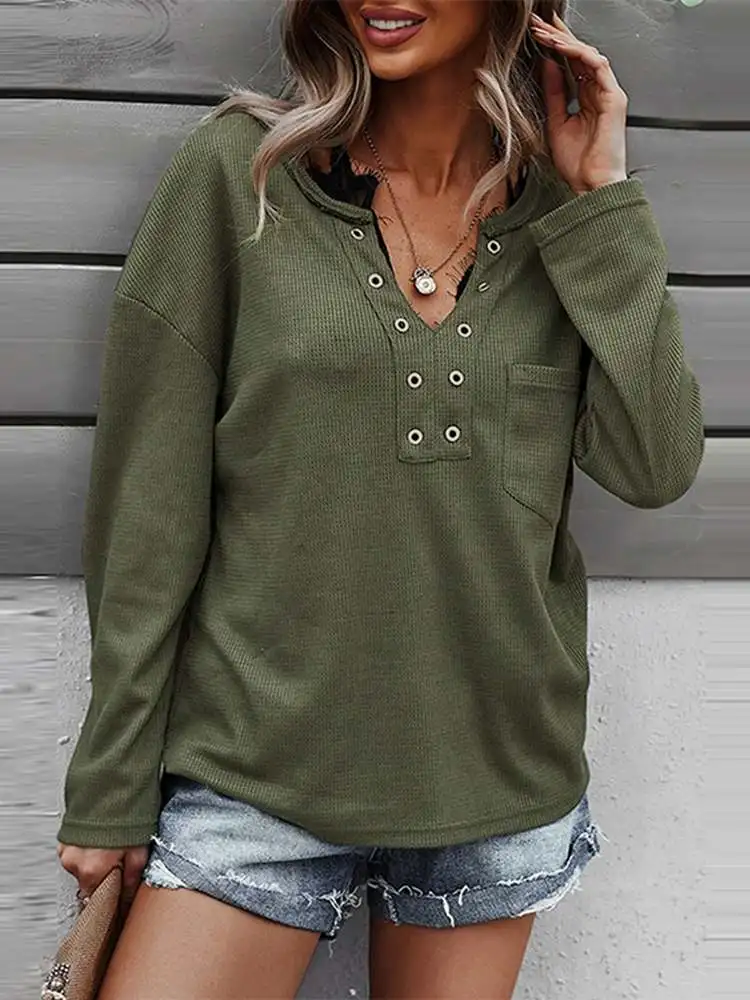 ZANZEA Solid V Neck Tops Women Fashion Long Sleeve Tees 2022 Spring Vintage Plaid T-Shirts Casual Oversized Blusas Lady Chemise
ZANZEA Solid V Neck Tops Women Fashion Long Sleeve Tees 2022 Spring Vintage Plaid T-Shirts Casual Oversized Blusas Lady Chemise