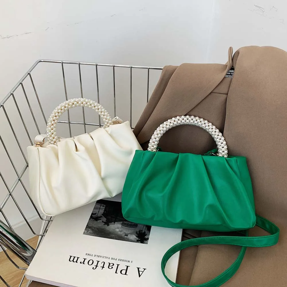 Pleated Cloud Handbags Fashion Women Shoulder Bags Pearl Handle Small Messenger Bags Casual PU Leather Female Crossbody Bags
Pleated Cloud Handbags Fashion Women Shoulder Bags Pearl Handle Small Messenger Bags Casual PU Leather Female Crossbody Bags