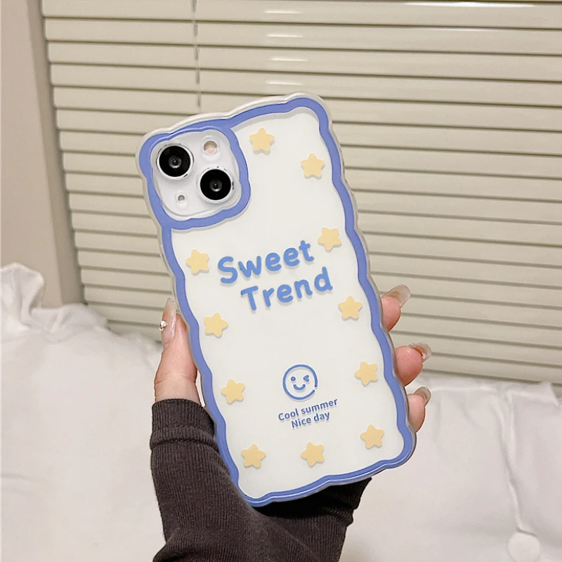 Cute Star Smiley Face Wave Border Clear Phone Case For iPhone 13 11 12 Pro X XR XS Max 13MINI 7 8Plus Fashion Cartoon Soft Cover
Cute Star Smiley Face Wave Border Clear Phone Case For iPhone 13 11 12 Pro X XR XS Max 13MINI 7 8Plus Fashion Cartoon Soft Cover