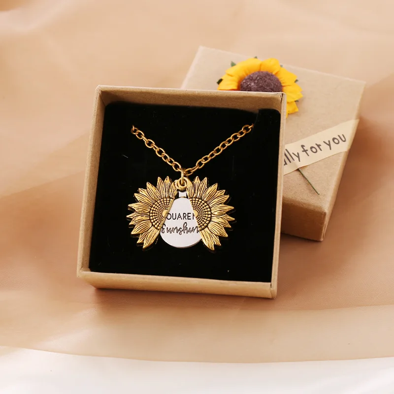 Stainless Steel Chain You Are My Sunshine Open Sunflower Pendant Necklace for Women Boho Jewelry Couple Friendship Gifts
Stainless Steel Chain You Are My Sunshine Open Sunflower Pendant Necklace for Women Boho Jewelry Couple Friendship Gifts
