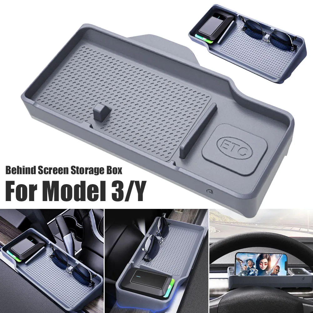 For Tesla Model 3 Y Behind Screen Storage Box Dashboard Organizer Hidden Tissue Holder Anti-Slip Mat Phone Bracket Accessories
For Tesla Model 3 Y Behind Screen Storage Box Dashboard Organizer Hidden Tissue Holder Anti-Slip Mat Phone Bracket Accessories