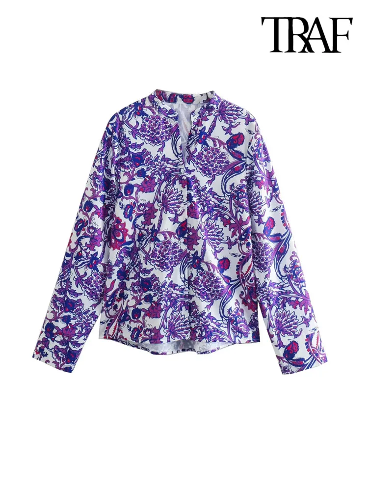 TRAF Women Fashion Front Buttons Printed Blouses Vintage V Neck Long Sleeve Female Shirts Blusas Chic Tops
TRAF Women Fashion Front Buttons Printed Blouses Vintage V Neck Long Sleeve Female Shirts Blusas Chic Tops