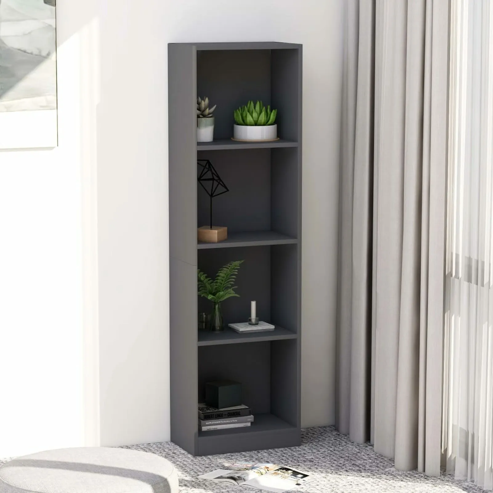 4-Tier Book Cabinet Gray 15.7"x9.4"x55.9" Chipboard
4-Tier Book Cabinet Gray 15.7"x9.4"x55.9" Chipboard