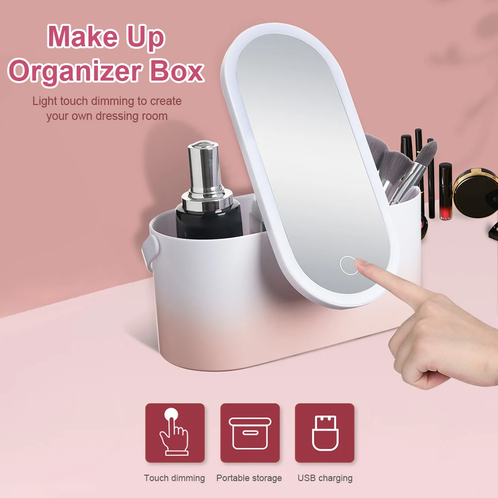 Makeup Organizer Box with LED Light Mirror Portable Travel Makeup Cosmetics Organizer Touch Light Storage Makeup Case
Makeup Organizer Box with LED Light Mirror Portable Travel Makeup Cosmetics Organizer Touch Light Storage Makeup Case