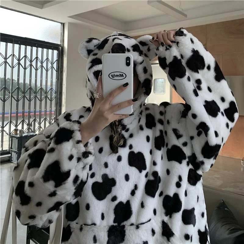 Deeptown Kawaii Women Hoodies Harajuku Cow Print Oversized Vintage Streetwear Korean Fashion Pullover Cute Female Sweatshirts
Deeptown Kawaii Women Hoodies Harajuku Cow Print Oversized Vintage Streetwear Korean Fashion Pullover Cute Female Sweatshirts