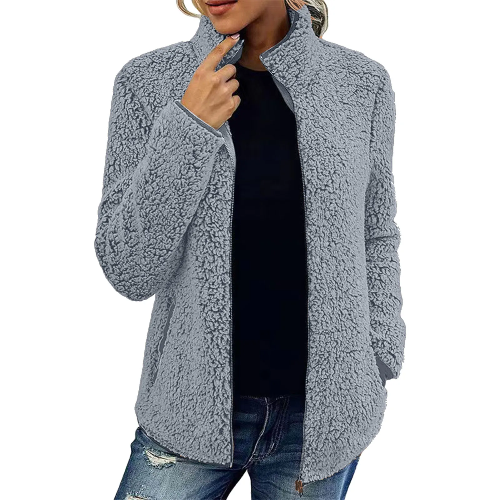 Solid Color Casual Jacket Women Fashion Chic Lady Long Sleeves Mock Neck Warm Thick Coat Top Female Fall Winter Clothing
Solid Color Casual Jacket Women Fashion Chic Lady Long Sleeves Mock Neck Warm Thick Coat Top Female Fall Winter Clothing