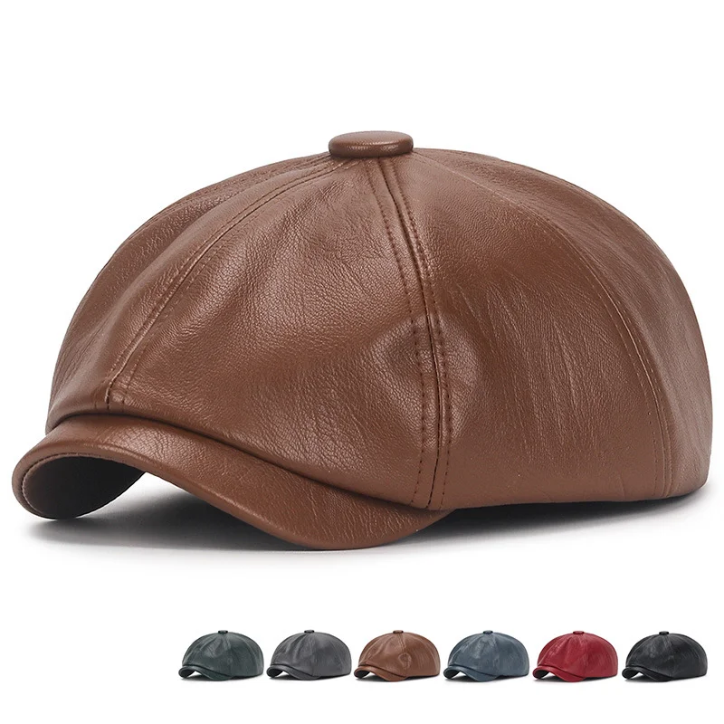 Retro Octagonal Genuine Leather Hat Winter Men's Cowhide Leather Beret Elegant Fashion Student Tongue Cap Snapback Caps For Men
Retro Octagonal Genuine Leather Hat Winter Men's Cowhide Leather Beret Elegant Fashion Student Tongue Cap Snapback Caps For Men