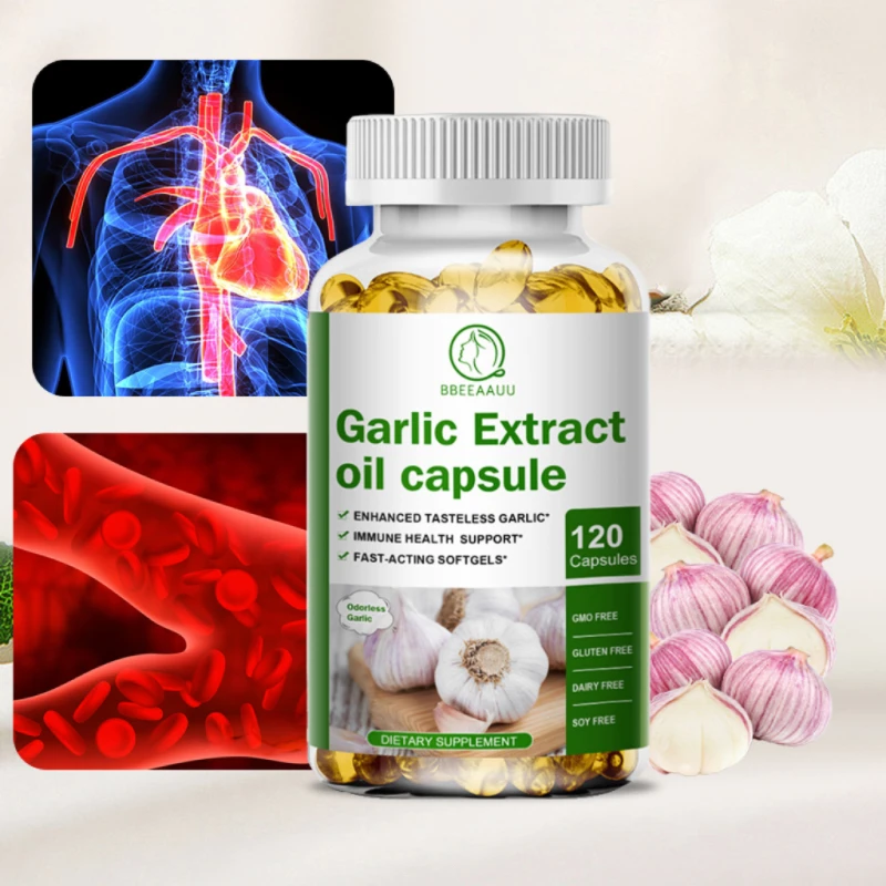 

BBEEAAUU Garlic Extract Capsules Support Cardiovascular and Heart Health Maintain Cholesterol Level Increase Glutathione Level