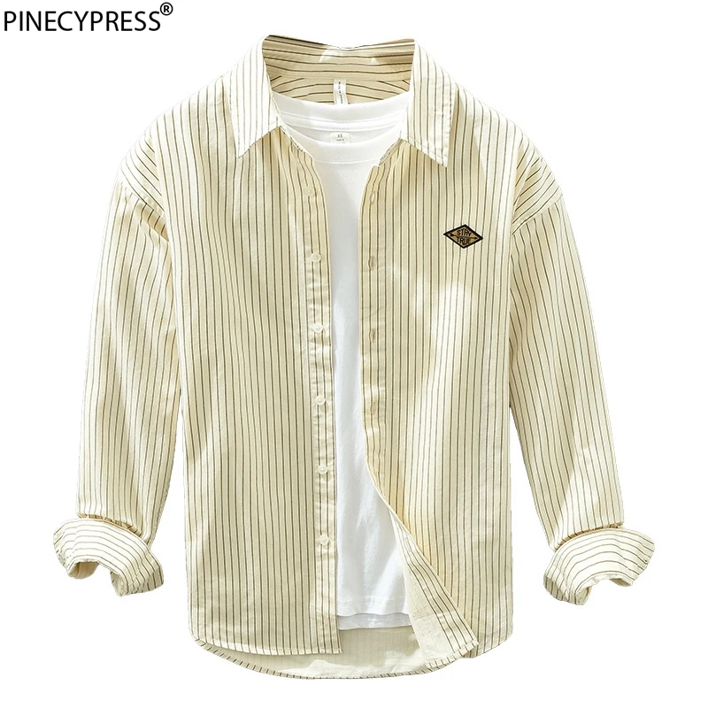 100% Cotton Spring Autumn Man Casual Shirt Single Breasted Male Clothing Fashion Turn Down Collar Long Sleeve Striped Men Shirts
100% Cotton Spring Autumn Man Casual Shirt Single Breasted Male Clothing Fashion Turn Down Collar Long Sleeve Striped Men Shirts