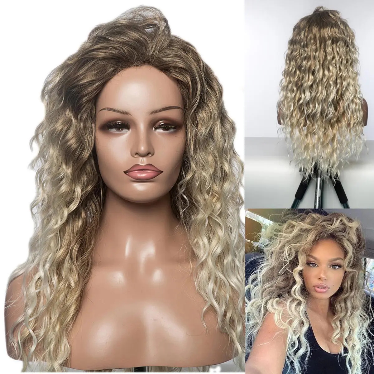 Woman Fashion Wig Long Curly Hair Brown To Blonde Ombre Hair Fluffy Long Synthetic Curly Wavy Wig Costume Party Wigs for Women
Woman Fashion Wig Long Curly Hair Brown To Blonde Ombre Hair Fluffy Long Synthetic Curly Wavy Wig Costume Party Wigs for Women