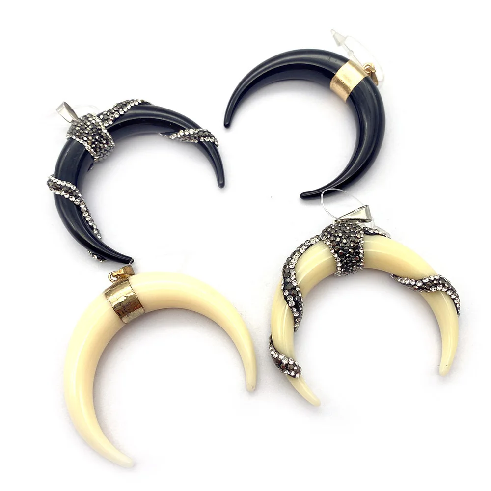 Resin Moon Shape Ox Bone Pendants Inlaid Rhinestone Jewellry DIY Making Necklace Jewelry Accessories Men Women Beef Bone Charms
Resin Moon Shape Ox Bone Pendants Inlaid Rhinestone Jewellry DIY Making Necklace Jewelry Accessories Men Women Beef Bone Charms