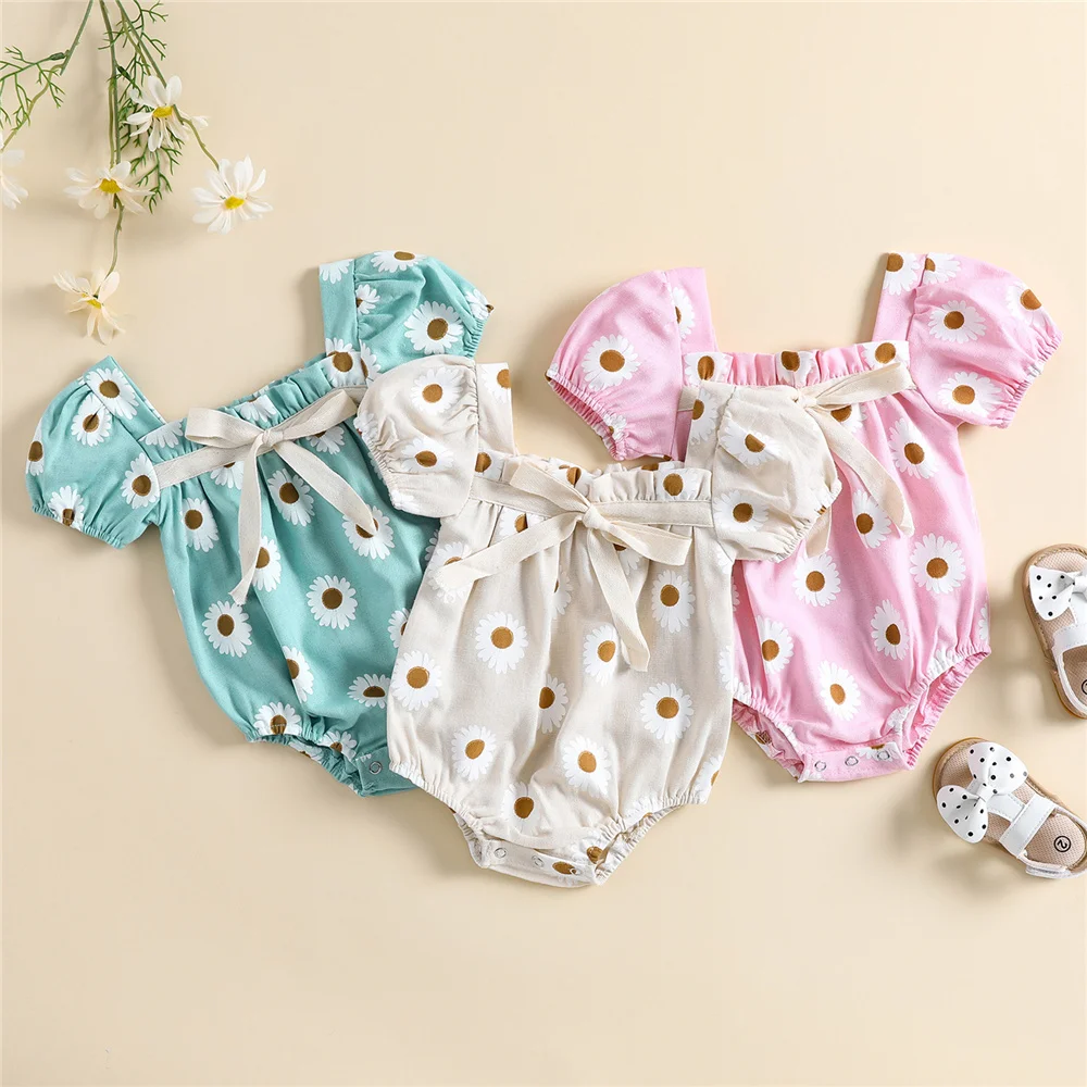 0-18 Months Newborn Girl Cute Bow Romper Toddler Baby Daisy Print Square Neck Short Sleeve Bodysuit Casual Summer Infant Clothes
0-18 Months Newborn Girl Cute Bow Romper Toddler Baby Daisy Print Square Neck Short Sleeve Bodysuit Casual Summer Infant Clothes