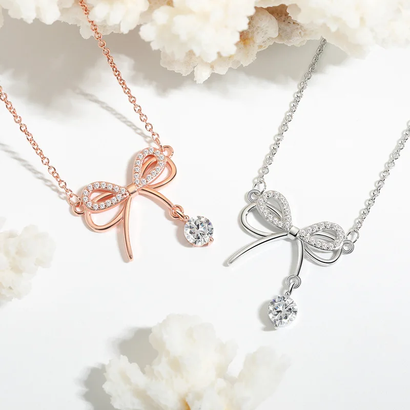 Sterling Silver Plated Necklace Double Layered Neck Chain Butterfly Bow Knot Pendant Trendy Imitation Diamond Jewelry
Sterling Silver Plated Necklace Double Layered Neck Chain Butterfly Bow Knot Pendant Trendy Imitation Diamond Jewelry