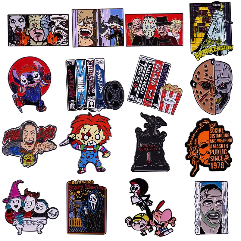 Happy Halloween Horror Comic Movies Enamel Pin Brooch Badges Ghost Denim Jeans shirt Bag Cartoon Art Jewelry Gift for Friends
Happy Halloween Horror Comic Movies Enamel Pin Brooch Badges Ghost Denim Jeans shirt Bag Cartoon Art Jewelry Gift for Friends