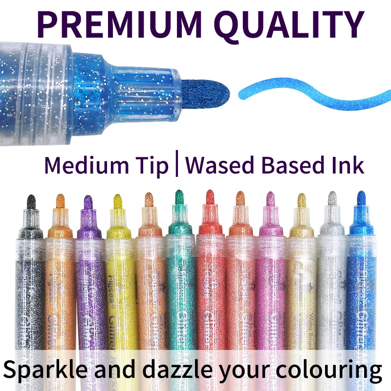 Gillter Markers Pens 12 Colors Paint Pen Permanent Marker Pens for Gift Card Rock Painting DIY Photo Album Scrapbook Crafts
Gillter Markers Pens 12 Colors Paint Pen Permanent Marker Pens for Gift Card Rock Painting DIY Photo Album Scrapbook Crafts