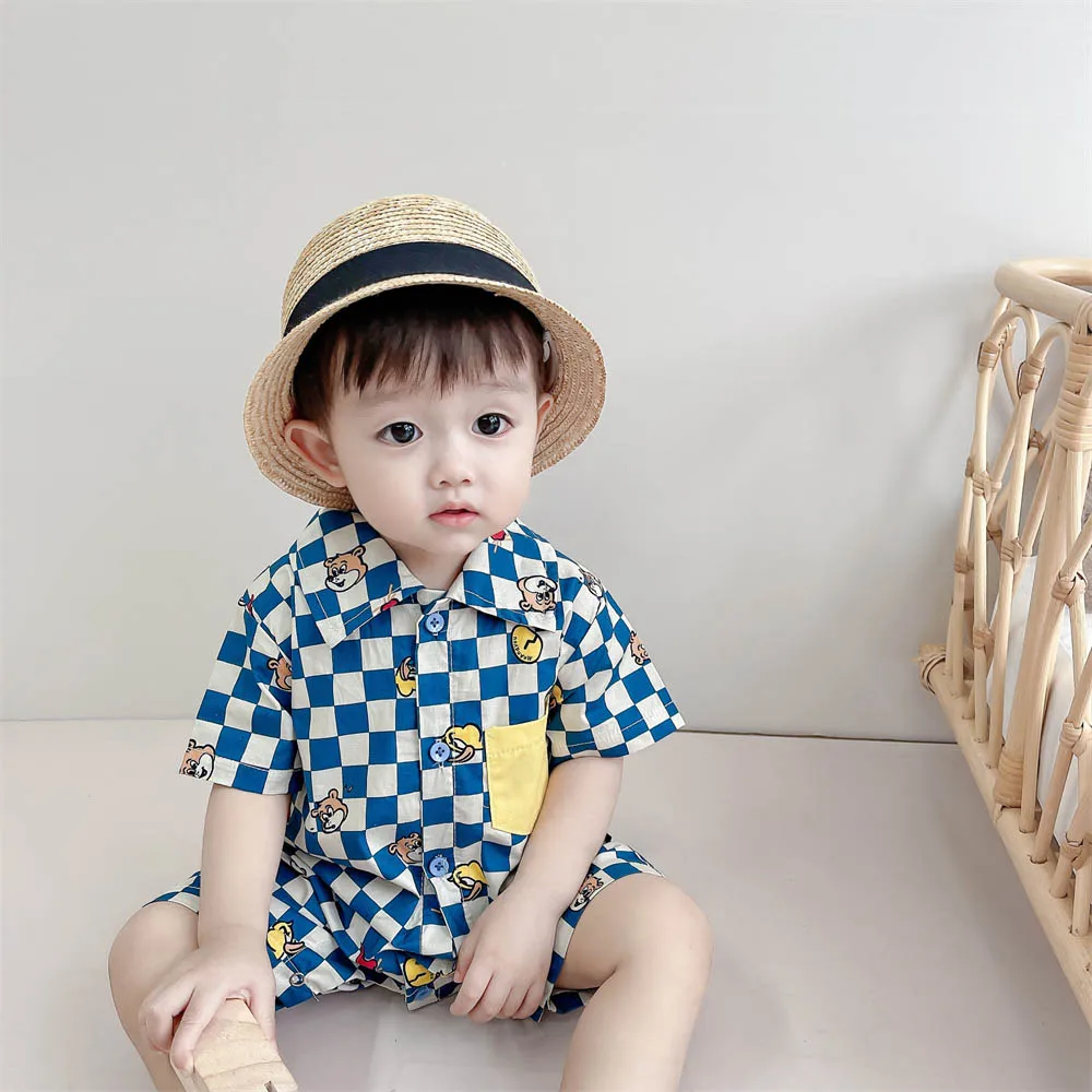 Menoea Toddle Boys Pants 2022 Summer New Cartoon Plaid Jumpsuit Lapel Short-sleeved Casual Romper Cute Boy Children's Clothing
Menoea Toddle Boys Pants 2022 Summer New Cartoon Plaid Jumpsuit Lapel Short-sleeved Casual Romper Cute Boy Children's Clothing